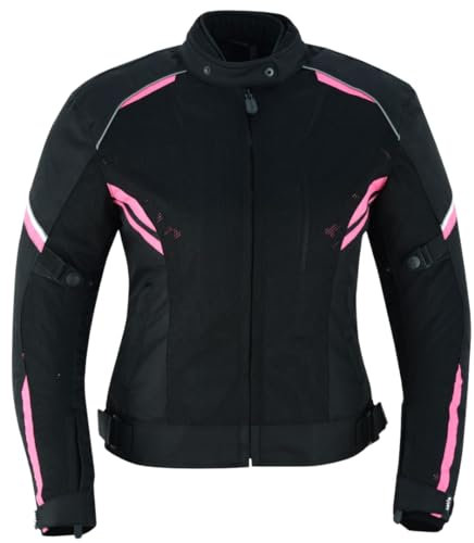 LOVO Veste rose perforée tricouche d'été pour moto femme, Noir , 3XL