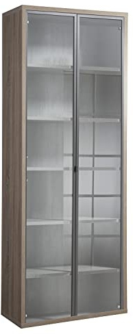 Composad | Libreria Alta della Linea DISEGNO Con 2 Ante in Vetro e 5 Ripiani Regolabili, Libreria Scaffale Moderna, (LxAxP) 81,6x217,5x35,7 cm, Colore Rovere Sonoma, Ufficio, Made in Italy
