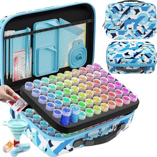 ARTDOT 5D Diamond Art Storage Boxes with 120 Slots, 162pcs Diamond Painting Accessories and Tools Kits with Pens for Adults(Blue)
