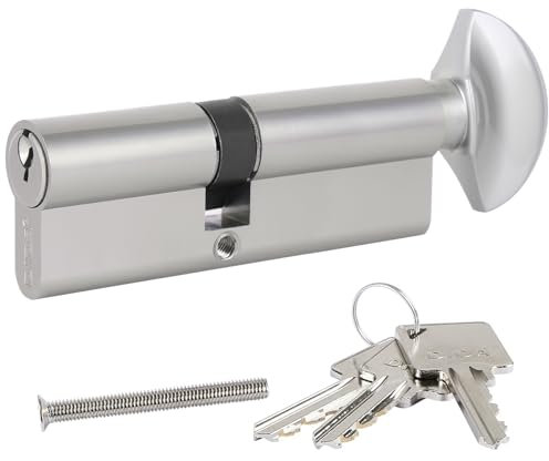 DIDA® 100mm(55T/45) Thumb Turn Euro Cylinder Lock,UPVC Barrel Lock with 3 Keys Anti-Pick,Anti-Bump,Anti-Drill,High Security,Nickel Finish,Suitable for All Door Types,BS EN 1303:2005