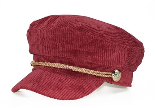 Xilery Gorra de pana suave para mujer, gorra de cabbie para cabeza de cáncer, gorra de violinista a la moda, rojo vino, Talla única