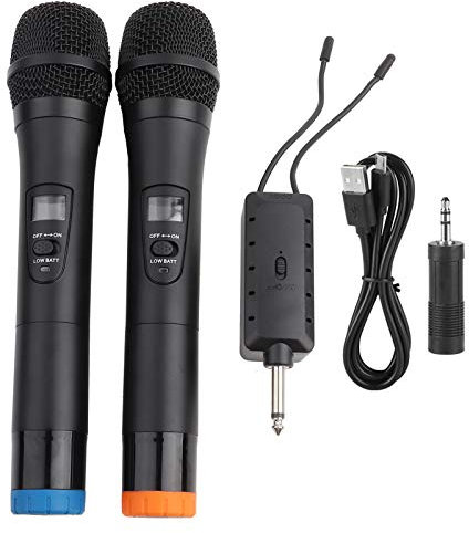 VGEBY Universal VHF Wireless Handheld Microphone, Strong Anti-interference, 100m Receiving Distance for Karaoke, Business Meeting (Black)