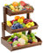 Whemyreat Cesta de frutas de madera, cesta de frutas, 3 pisos para el mostrador de la cocina, soporte para frutas grande, soporte para exhibición de frutas, mostradores caseros, cestas de