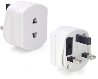 Aibulo Shaver Adapter Plug UK - 2 Pin to 3 Pin Adapter Plug for Electric Razor & Toothbrush, Travel Converter Plug, Bathroom Socket Adapter