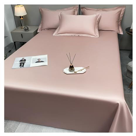 Bettlaken ohne Gummizug 100% langstapeliger Baumwolle Betttuch ohne Gummi Premium Hotel Luxus und Weiche Laken ohne Spanngummi(Pink,180x240cm)
