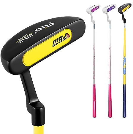 Putters de golf pour enfants en plein air avec tige en carbone pour enfants (9 à 12 ans, noir et jaune)