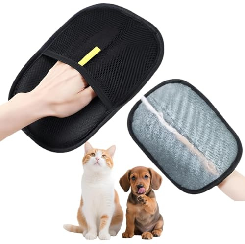 JusttMee Pet Hair Removal Glove, Dog & Cat Hair Remover, Cat Grooming Glove, Dog Hairs Remover for Carpet