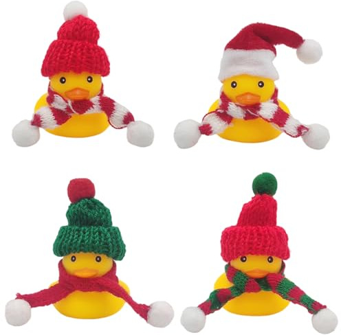 HAMKU 4 Pezzi paperella di gomma natalizie, Mini paperelle, C