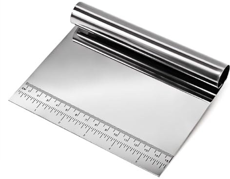 Dough Pastry Scraper Stainless Steel Bench Scraper with Measuring Scale Multipurpose for Butter, Cake, Onion, Vegetable, Pizza Cutter - Pastry Bread Separator