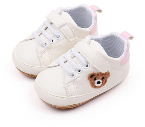 YROHGKPN 1 par de zapatos de bebé para niños pequeños que aprenden a caminar con bonitos osos bordados para primeros caminantes, informales, antideslizantes, a, A