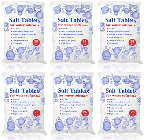25 Kg Salt Tablets | Water Softener | Food Grade | Compatible to All Water Softner Machines 100% Genuine British Salt Tablet, Tablet Salt of Premium Quality (6 Bags)