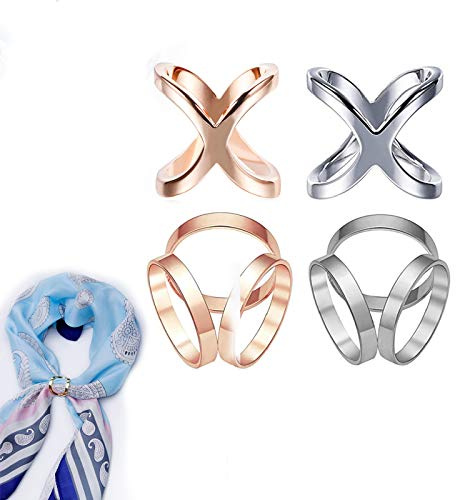 4 clips de cierre de bufanda, bufanda anillo de cierre, titular de la seda de cristal, bufanda anillo de tres bucles de anillo, bufanda bufanda bufanda con hebilla de seda, anillo bufanda, metal,