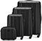 WITTCHEN Reisekoffer 4er Koffer-Set Rollkoffer Trolley Handgepäck Hartschale aus Polycarbonat mit 4 Spinner-Rollen Zahlenschloss Teleskopgriff Cruise Line Schwarz