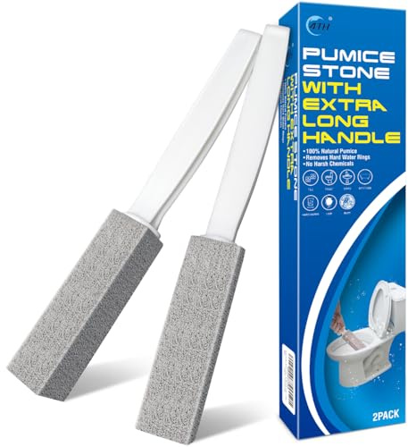 4TH Pumice Stone Toilet Bowl Cleaning Stick with Extra Large Handle,Cleans Away Limescale Stain,Hard Water Rings, Calcium,Iron and Rust. Remover for Tile/Bath/Kitchen - 2 Pack