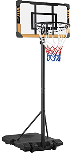 Yaheetech Canasta de Baloncesto para Exteriores/Interiores Altura Ajustable 182-213 cm Canasta Portátil con Ruedas para Niños y Adultos Negro/Marrón