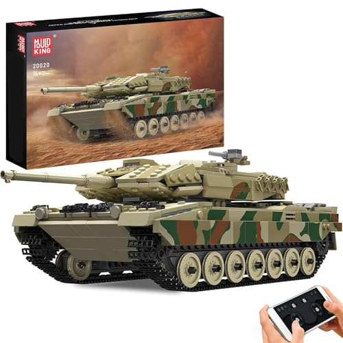 Mould King 20020 MOC Leopard 2 Jouet de réservoir, Ensemble de Blocs de véhicules Militaires, Bloc de Construction électrique à Distance,aux garçons et aux (1091 + PCS)