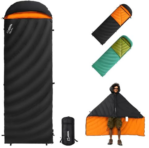 ATEPA 3-in-1 Hybrid Down Sleeping Bag with Pad Attachment, ISO Limit 35°F