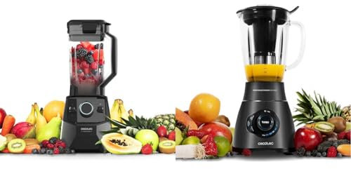 Cecotec Batidora de Vaso Power Black Titanium 2600MAX Pro. 2600W de Máxima Potencia & Batidora de Vaso Power Black Titanium 2500MAX Smart. 2500W Maxima Potencia