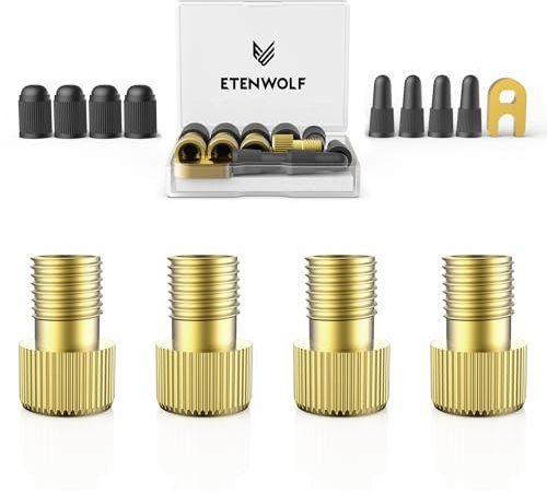 ETENWOLF 13Pcs A200 französisches ventil Adapter aus Messing,4 Stück,konvertiert Presta-zu-Schrader-Ventiladapter, einfaches Aufblasen mit Standardpumpe oder Luftkompressor, inklusive 8 Ventilkappen