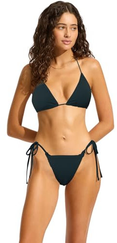 Frauen Halter String Bikini Set Sexy Krawatte Seite Tanga Frech Zwei Stück Badeanzüge Solide Farbe Baden Badebekleidung (DE/NL/SE/PL, Alphanumerisch, M, Regular, Regular, Schwarz)