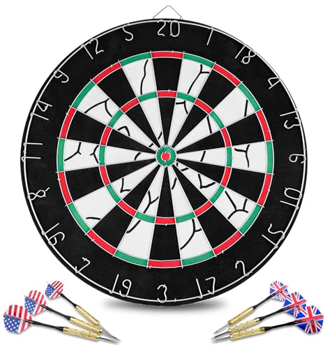 Noxtioanip Diana, Juego de Diana, 44.8 cm Juego de Dardos de Doble Cara con 6 Darts, Tablero de Dardos Clásico Soporte Pared, para Adecuado Actividades al Aire Libre y Reuniones Familiares