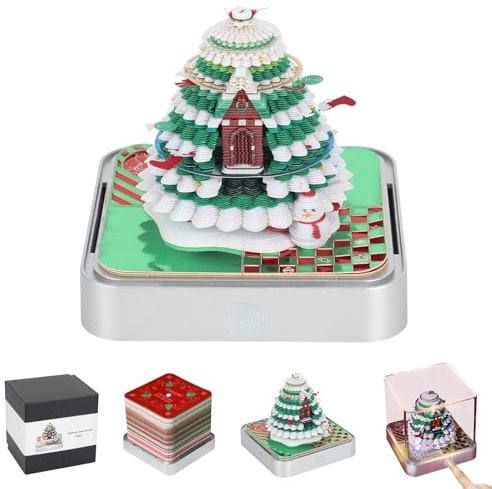 Calendario 3D 2026 con luces LED, bloc de notas 3D, papel creativo, bloque de construcción artístico, arte de papel, casa del árbol con caja de visualización, pegatinas para rasgar, decoración de mesa