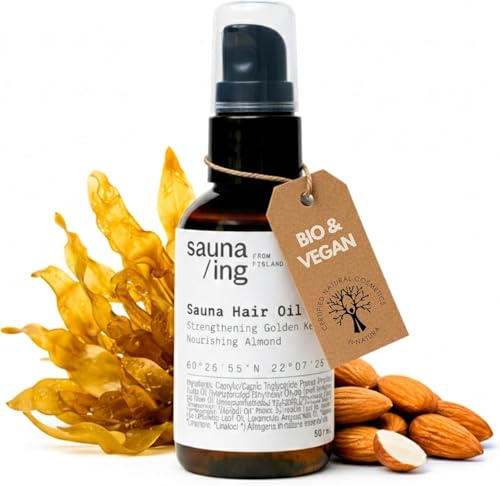 sauna/ing Sauna Haaröl Golden Kelp & Mandel – Pflegendes Haaröl für Sauna & tägliche Haarpflege – Vegan & silikonfrei hääröl – Hergestellt in Finnland