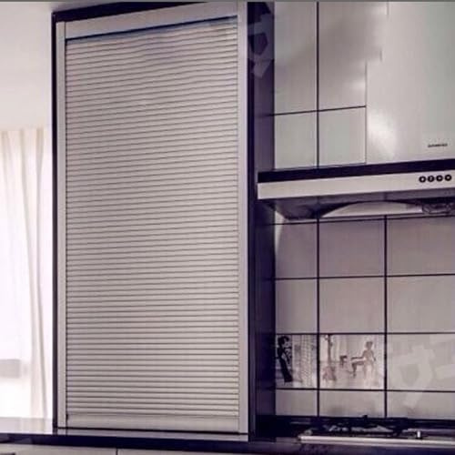 WLCGYD Aluminum Tambour Door Cabinet Roller Shutter Cabinet Door，Manual Roll-Up Doors for Shower Wardrobe Pantry Kitchen Office，Foldable Cabinet Door Kits(120x100cm/47.2x39.4in)