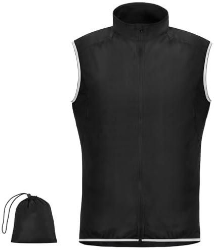 Alaoo Vestes Cyclisme Léger, Veste Cyclisme Homme Imperméable avec Bandes Réfléchissantes Veste Haute visibilité, Veste de Cyclisme pour Running, Excercice, Velo, VTT, Noir