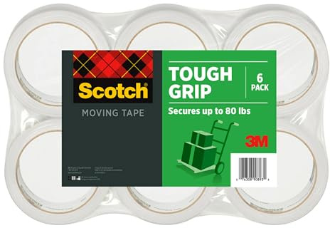 Scotch Tough Grip Moving Packaging Tape, 1.88 X 54.6 Yds, 6 Rolls/Pk