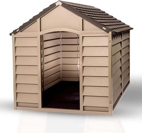 Samuel ALEXANDER Large Plastic Dog Kennel - 86x84x82cm - Indoor/Outdoor Dog House Shelter, Weatherproof and Durable - Perfect for Garden and Home