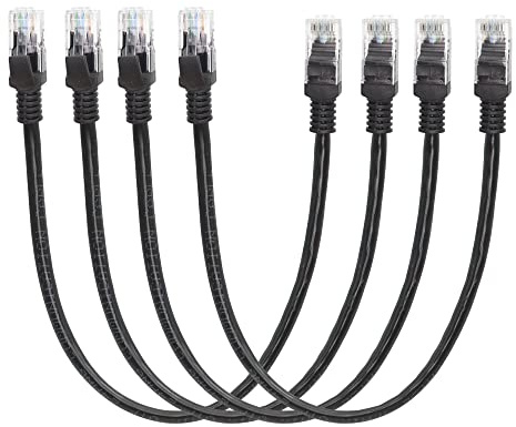 RIIEYOCA Cat6 Ethernet Patch Cable 1ft, High Speed Internet Network Cable with Rj45 Connectors for Router, Modem, Switch, Server, Black, 4 Pack