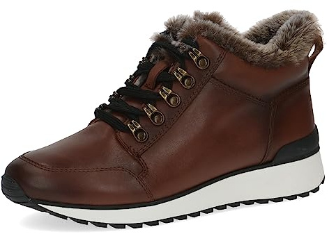 CAPRICE 9-26211-41, Stivaletti piatti con lacci, fodera calda Donna, Marrone (Cognac Nappa), 36 EU