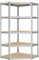 SONGMICS Corner Shelf 5-Tier, Garage Shelving, Heavy Duty Metal Shelving Unit, for Garage, Storage Room, Warehouse, Loads 875 kg, Silver and Natural Beige GLR080E01