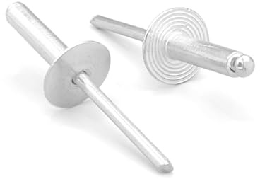 NOLDAR | Aluminium Blindnieten mit großkopf. Popnieten Größe 4,8 x 12 mm (16mm Kopf). Nieten Farbe SILBER (100 Stück)