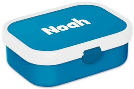 Mepal Personalisierte Brotdose mit Namen - Bento Lunchbox Campus für Kinder - Bento-Fach & Gabel - Meal Prep Box Clip-Verschluss - BPA-frei & Spülmaschinenfest - 750 ml - Blau
