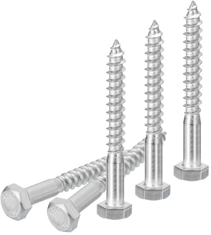 DTGN M8x75mm Hex Lag Bolts -10 Pack - for Woodworking, Furniture - 304 Stainless Steel Partial Thread Hexagon Head Lag Screws for Wood - Silver