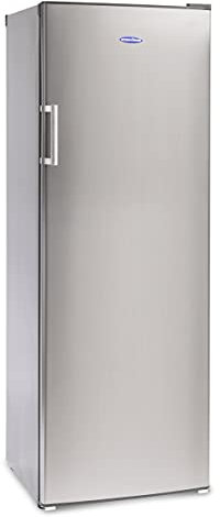 ICEKING RZ245ES Freestanding Tall Freezer, 242L Capacity, Silver, 4 Star Freezing, Adjustable Thermostat, Reversible Door, Energy Efficient, Quiet Operation – Ideal for Kitchen or Utility Room