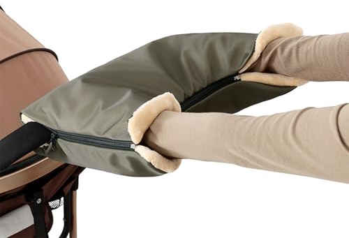 Winter Pram Hand Muff Gloves Thick Fleece Lined Pushchair Hand Warmer Mittens Mitts Windproof Waterproof Baby Carriage Handmuffs Stroller Warm Muffs Gloves Accessories (Army Green)