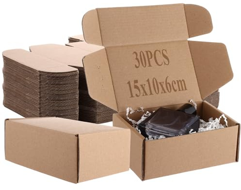 Oungy 30Pack Corrugated Cardboard Shipping Boxes, 15x10x6cm Brown Cardboard Postal Boxes, Small Parcel Boxes Packaging Mailing Boxes for Business, Posting, Gift