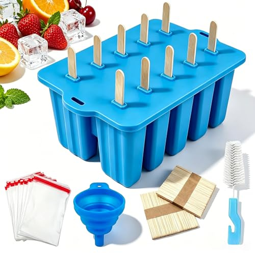 Stampi per ghiaccio in silicone Stampi per ghiaccio sul gambo Set di 10 cavità, antiaderente, fai da te, divertenti, per bambini e adulti