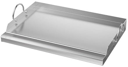 Gralara Plancha universal de acero inoxidable de 58 x 40 cm con asas extraíbles, antiadherente, ideal para barbacoas y al aire libre.