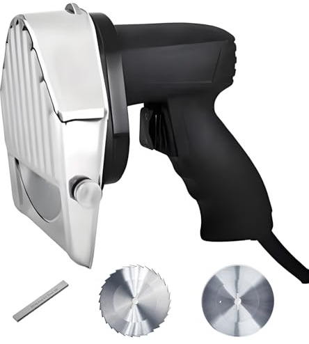 DNEPEI Gyro Cutter Kebab Meat, 80W Portatile Shawarma Cutter Doner Kebab Macchina da Taglio con 2 Lame, Spessore Regolabile da 0 a 8 mm per Ristorante Casa Esterno Wiretype