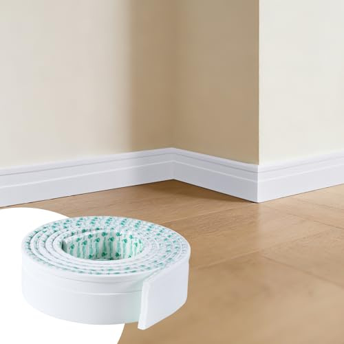 3 Meters Flexible EVA Skirting Board Trim,Self-Adhesive Baseboard Molding Trim, Peel and Stick Rubber Wall Base Skirting Boards Covers(50mm Wide)