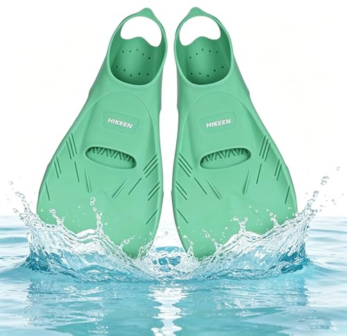 Hikeen Palme Courte Natation Piscine à Talon Ouvert: Palmes Natation Piscine Palmes Courtes Silicone Pur pour Adultes Adolescents, Palmes Plongée Bouts Ouverts Faible Résistance avec Sac Filet