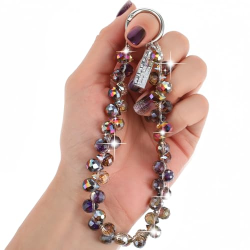 1 cadena para teléfono móvil, perlas cortas, colgante para teléfono móvil, con parche, pulsera, cordón, cristales cortos, cadenas para teléfono móvil, llavero, correa de mano, correa para teléfono