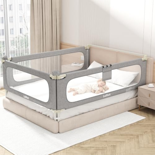 Lulltot Barrera Seguridad Niños Cama 3 Lados Antiatrapamiento 180x200cm