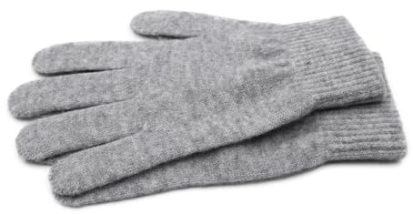Guanti lana di puro cachemire 100% della Mongolia. Guanti caldi, da donna Light Grey