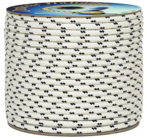Corderie Italiane 001057215 Treccia mare cordino multiuso giardino e fai da te, stabilizzato ai raggi U.V. resistente a intemperie e agenti atmosferici, 3 mm, 500 mt, colore bianco con spia blu