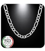 QUADRI - 925 silverhalsband - elegant med fasetterad Figaro-kedja för herr/dam länkbredd 7 mm - längd | 46 | 51 | 56 | 61 | 66 cm - tillverkad i Italien, 51 cm, Metall, Ingen pärla